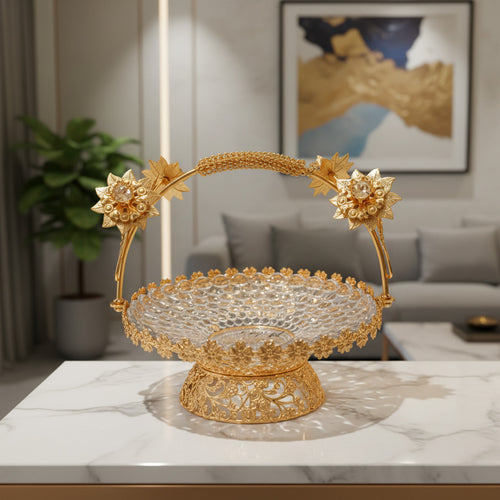 Eternal Bloom Gold & Crystal Pedestal Bowl